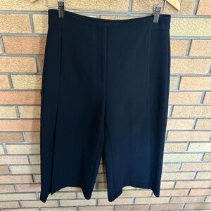 Zara Basic Cropped Slit Flare Wide Pants Black Women’s Size Small